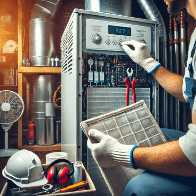 technician working on an HVAC system
